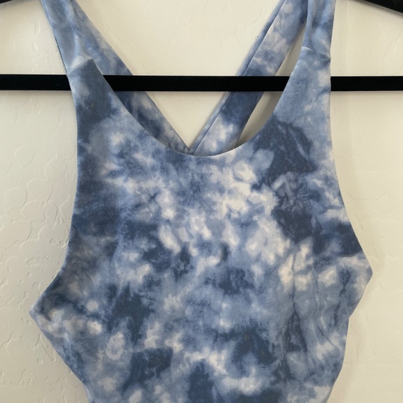 Wash Effect Contour Cross-Back Tie Dye Cloud Sky Tank Crop Cropped Hippie Cami - Picture 8 of 10